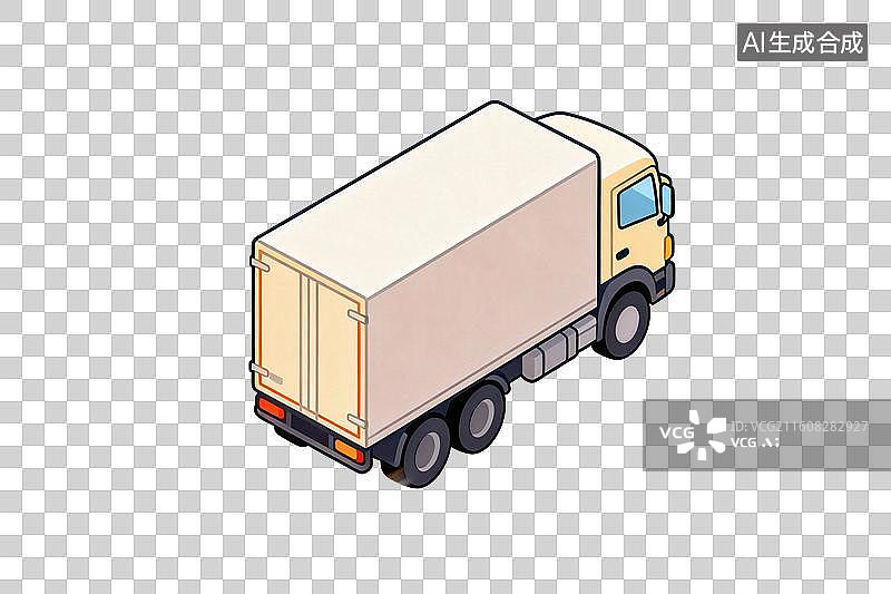 【AI数字艺术】卡通风格，一辆厢式货车PNG格式的免扣元素图片素材