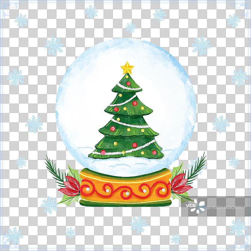 水彩圣诞雪球摆件图片素材