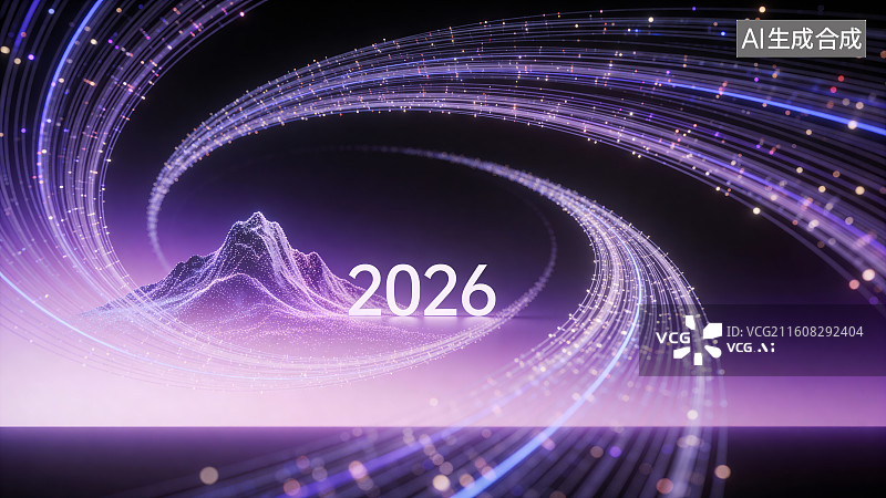 【AI数字艺术】2026 科技光轨山脉年度会议背景素材图片素材