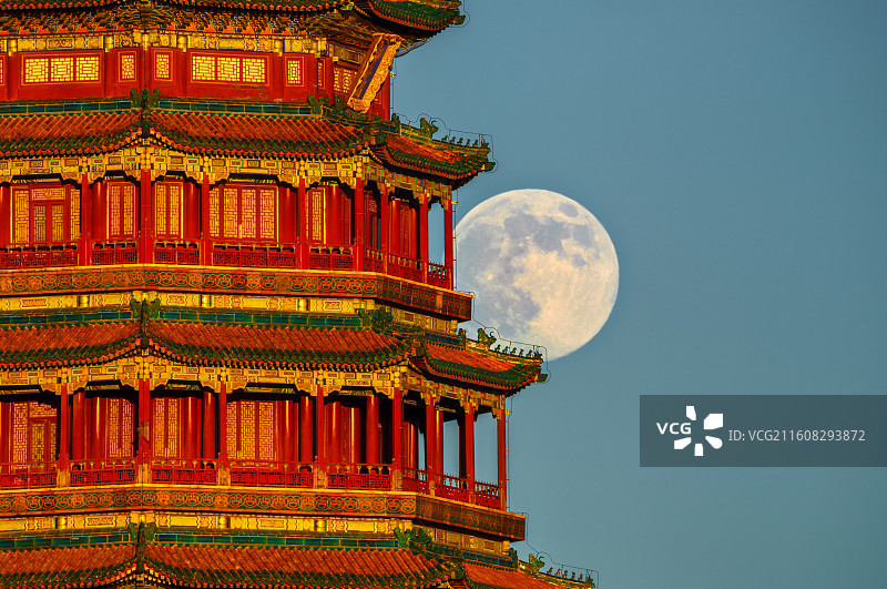 古塔映月图片素材