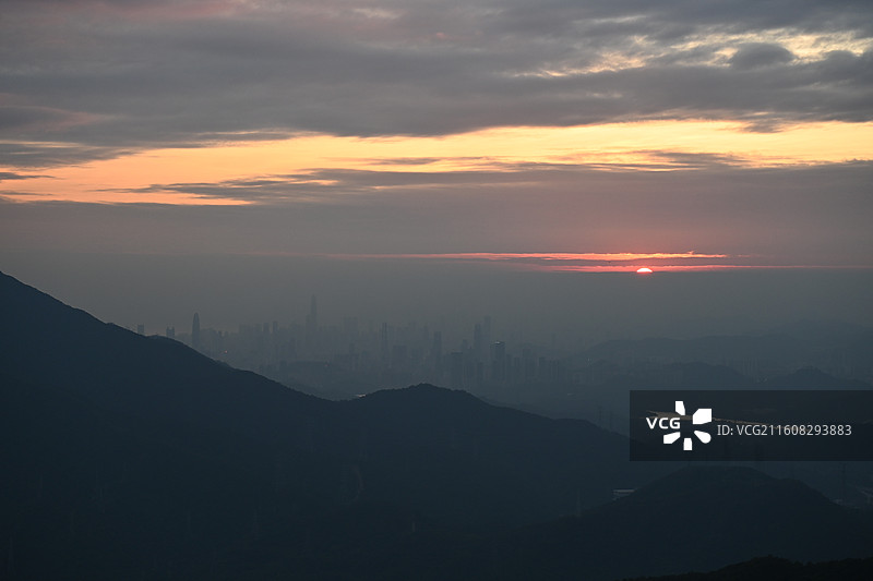深圳梅沙尖日落黄昏时刻图片素材