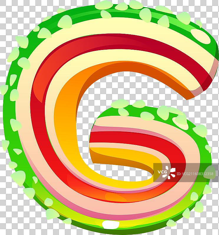 字母g卡通风格的橘子酱糖果图片素材