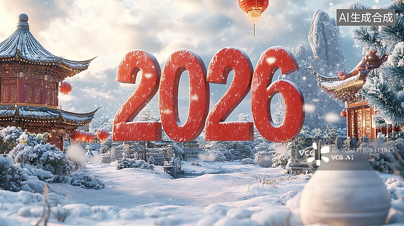 【AI数字艺术】2026新年雪景图片素材