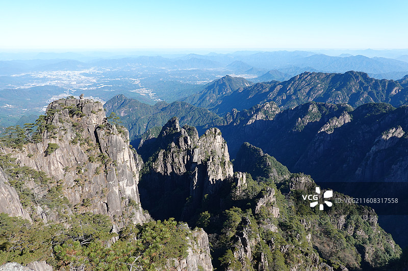 安徽省黄山市黄山风景区：北海景区狮子峰猴子观海石猴观海图片素材