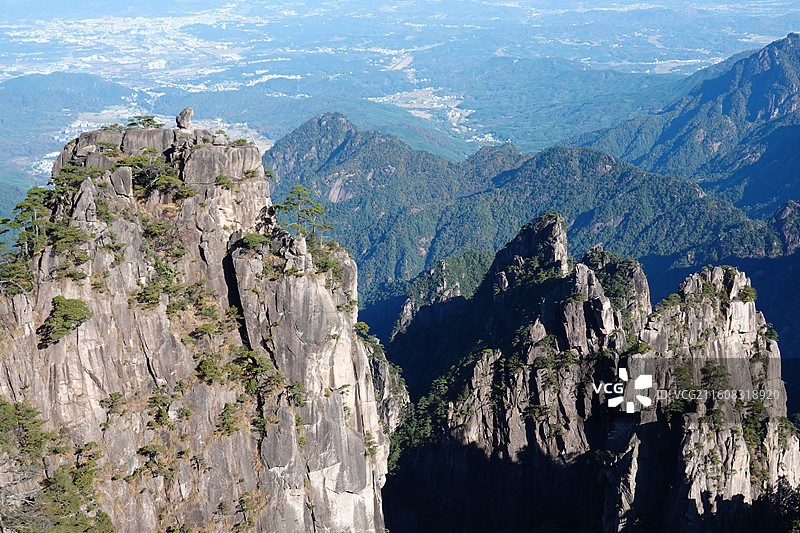 安徽省黄山市黄山风景区：北海景区狮子峰猴子观海石猴观海图片素材