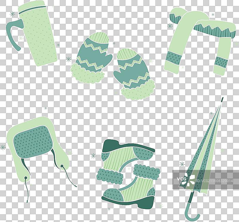 一套暖和的冬季服装设计图片素材