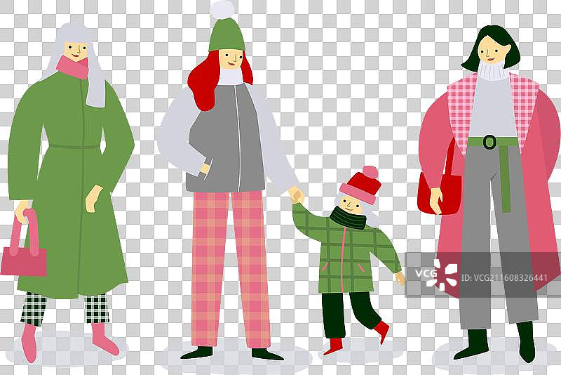 一家人穿着冬装图片素材