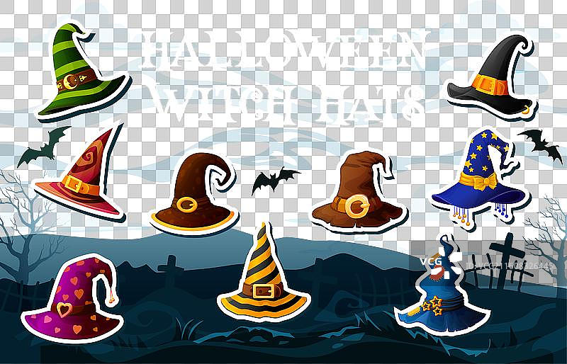 巫师帽 魔法师帽 万圣节贴纸图片素材