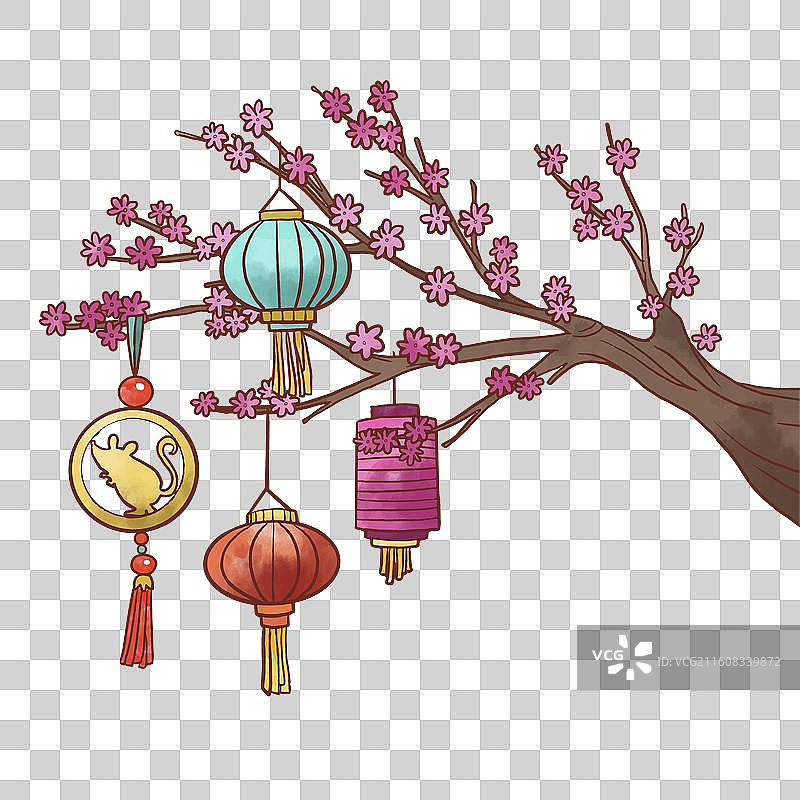 中国新年概念水彩画图片素材