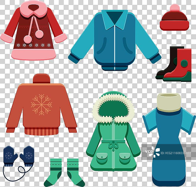 简约风格的冬季必备服装套装图片素材