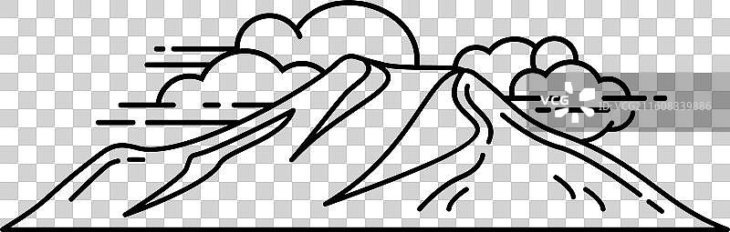 线条艺术与风景山脉图片素材