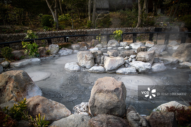 日本大分县别府鬼石坊主地狱的风光图片素材