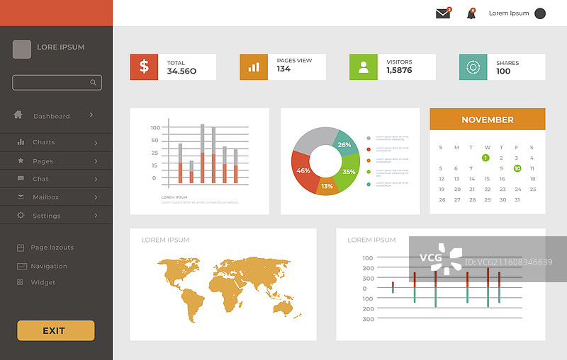 仪表盘用户面板模板图片素材