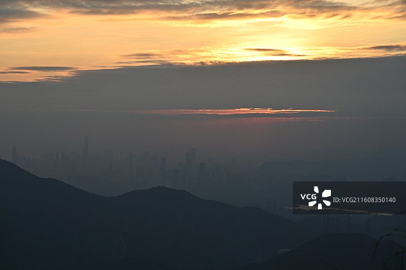深圳梅沙尖日落黄昏时刻图片素材