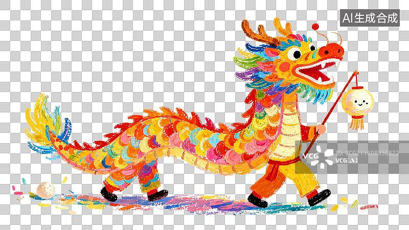 【AI数字艺术】舞龙 传统节日中秋元宵春节插画系列图片素材