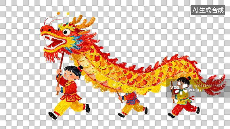 【AI数字艺术】舞龙 传统节日中秋元宵春节插画系列图片素材