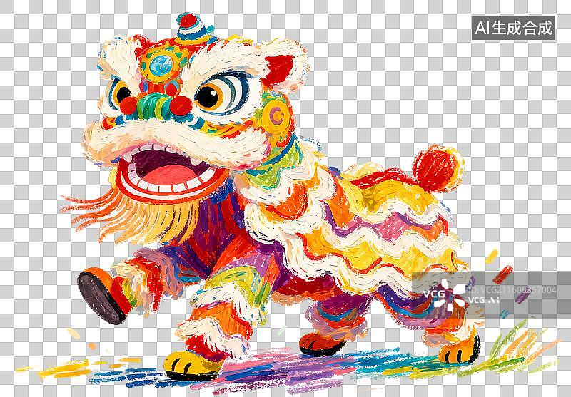 【AI数字艺术】舞狮 传统节日中秋元宵春节插画系列图片素材