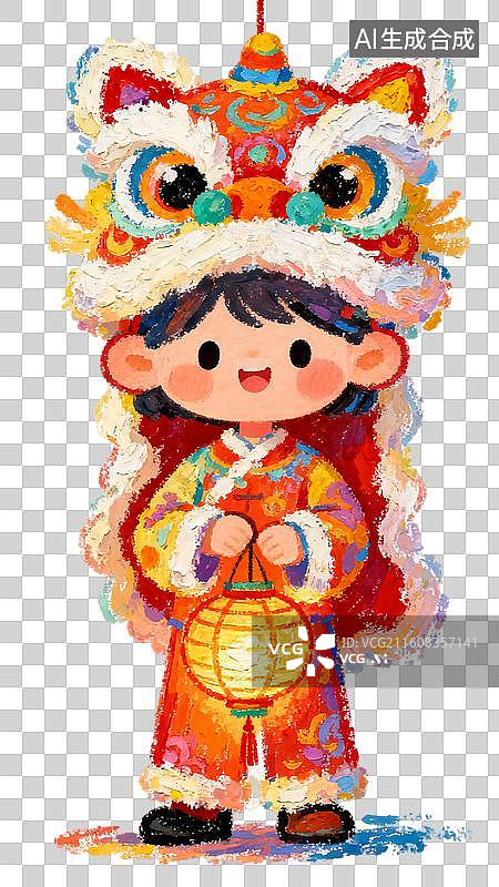 【AI数字艺术】舞狮 传统节日中秋元宵春节插画系列图片素材