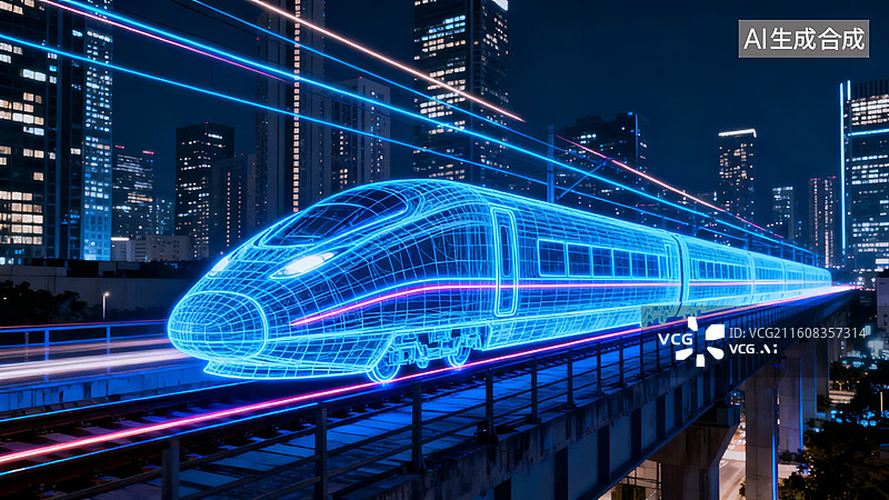 【AI数字艺术】未来城市中的高速列车图片素材