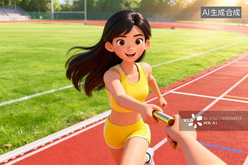 【AI数字艺术】女运动员传递接力棒图片素材