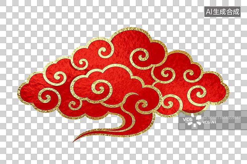 【AI数字艺术】红色祥云图案装饰纹样图片素材