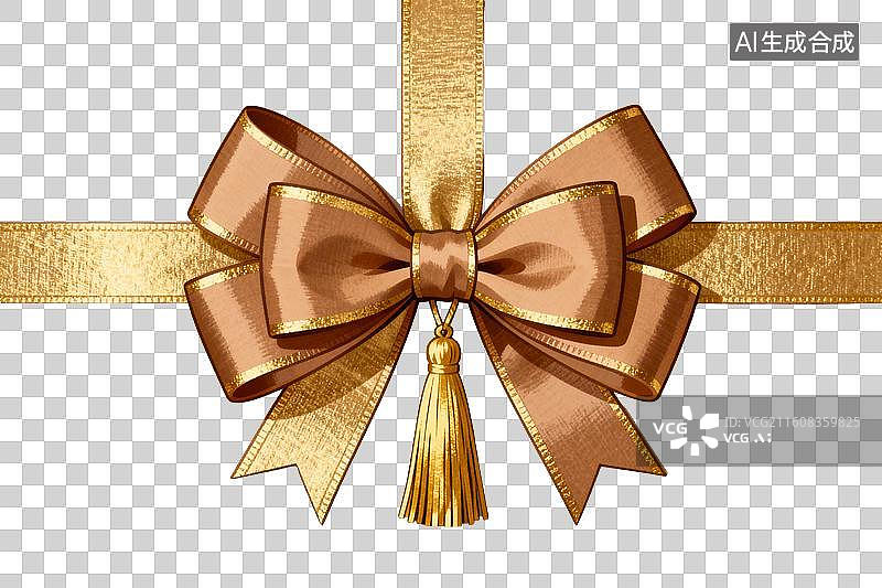 【AI数字艺术】金色丝带蝴蝶结装饰精美礼盒图片素材