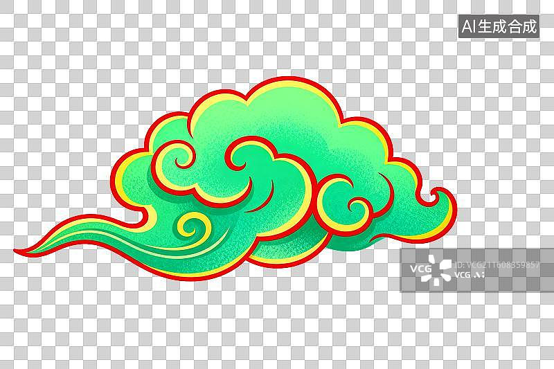 【AI数字艺术】绿色祥云图案装饰元素图片素材