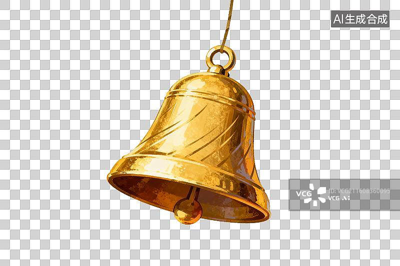 【AI数字艺术】金色铃铛悬挂闪耀光芒图片素材