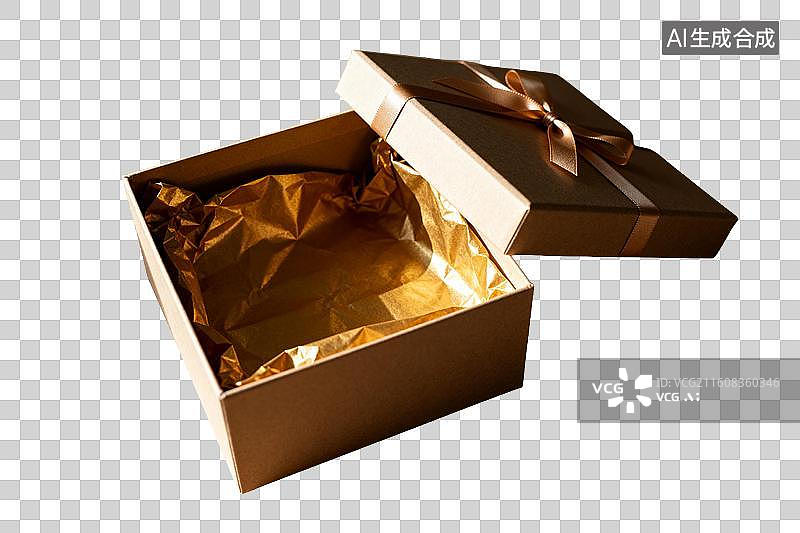【AI数字艺术】金色礼品盒打开展示内衬包装图片素材