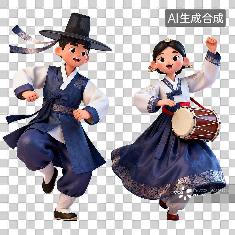 【AI数字艺术】卡通朝鲜族民族服饰，卡通朝鲜族传统服饰图片素材