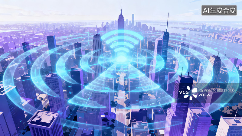 【AI数字艺术】智慧城市无线网络覆盖图片素材