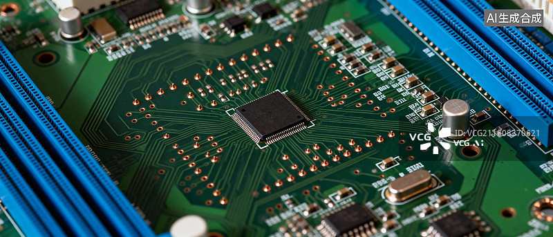 【AI数字艺术】电路板芯片特写图片素材