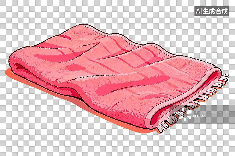 【AI数字艺术】卡通风格，一条红色的毛巾PNG格式的免扣元素图片素材