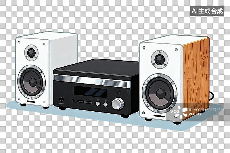【AI数字艺术】卡通风格，一套高档音响组合PNG格式的免扣元素图片素材