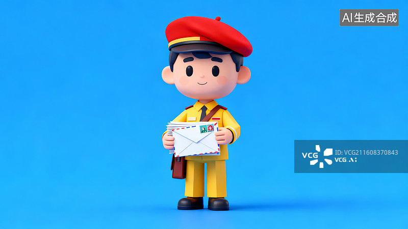 【AI数字艺术】卡通邮递员手持信封图片素材
