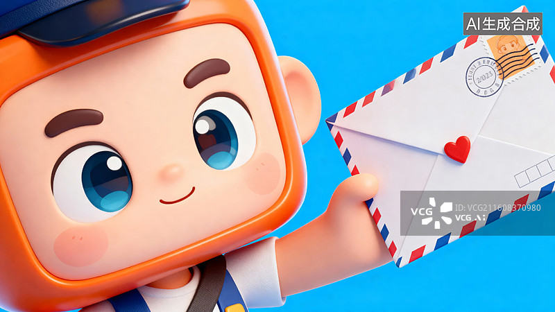 【AI数字艺术】卡通人物手持信封图片素材