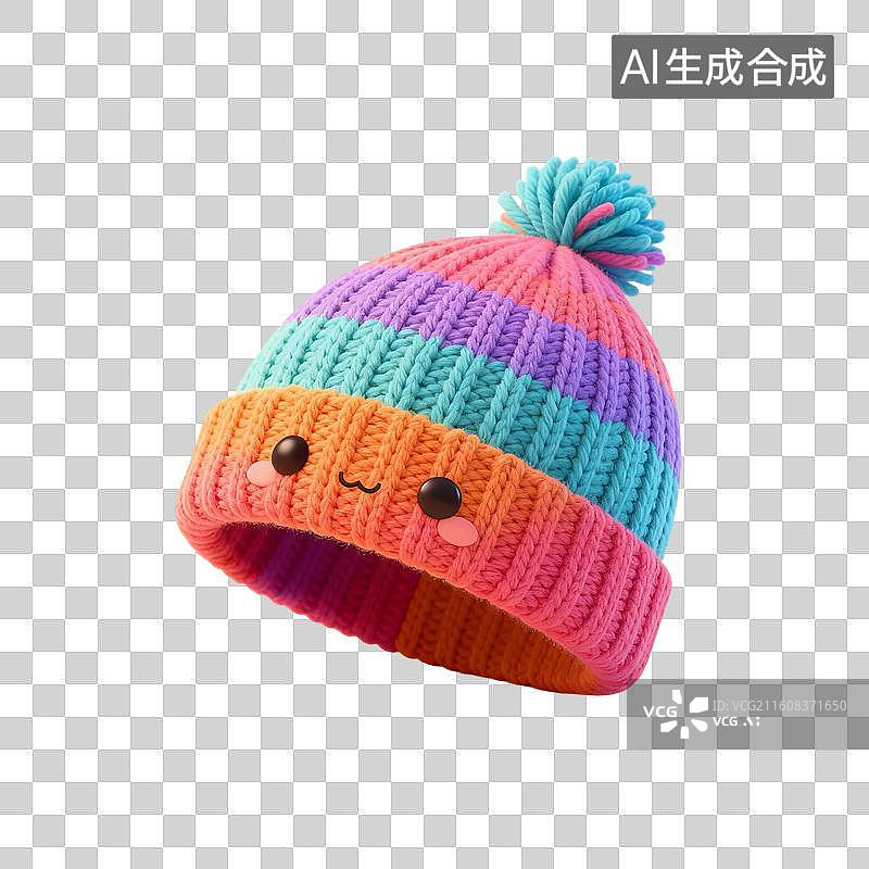 【AI数字艺术】3D渲染，羊毛针织帽，毛线针织帽子，秋天，冬天，冬天厚衣服，免抠元素图片素材