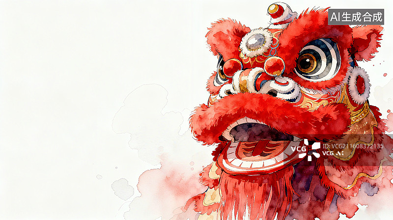 【AI数字艺术】红色舞狮头饰，色彩鲜艳，细节丰富，展现传统文化魅力图片素材