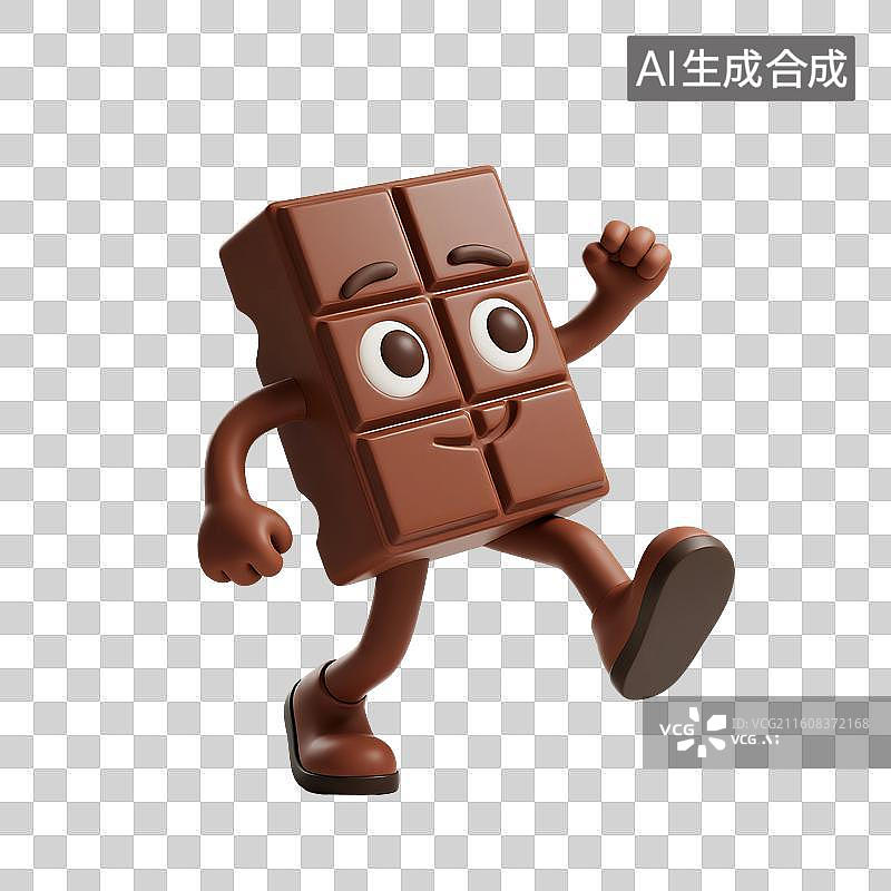 【AI数字艺术】3D渲染，一块巧克力，黑巧，可可脂，甜食零食烘焙原料免抠元素图片素材