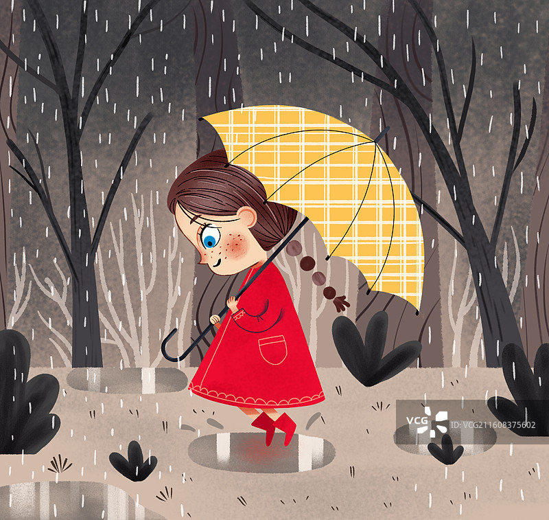 马年蔡水坑的小女孩卡通治愈可爱扁平图片素材