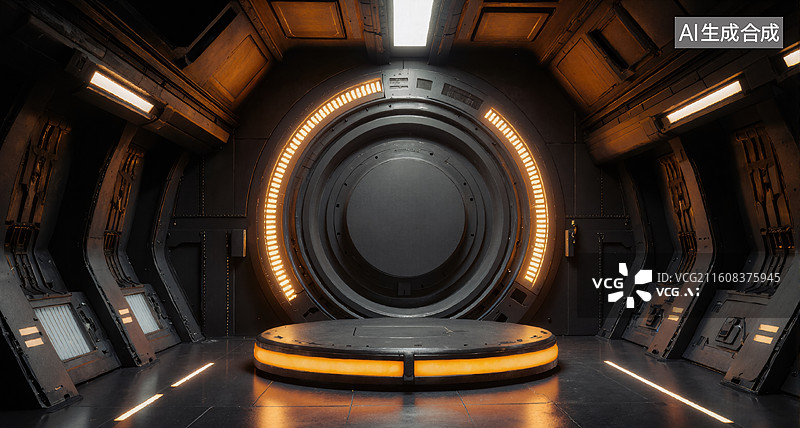 【AI数字艺术】科幻太空舱内部图片素材