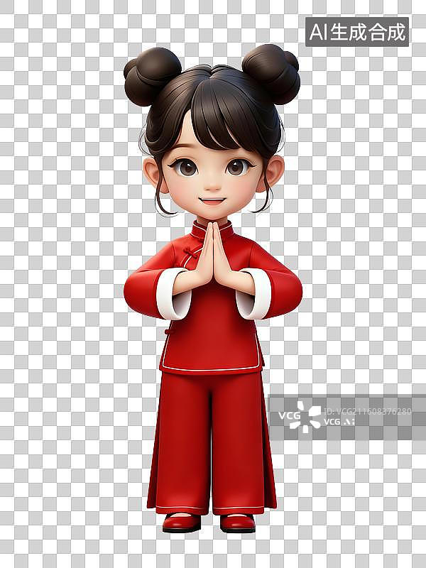 【AI数字艺术】3D卡通中式儿童迎新年图片素材