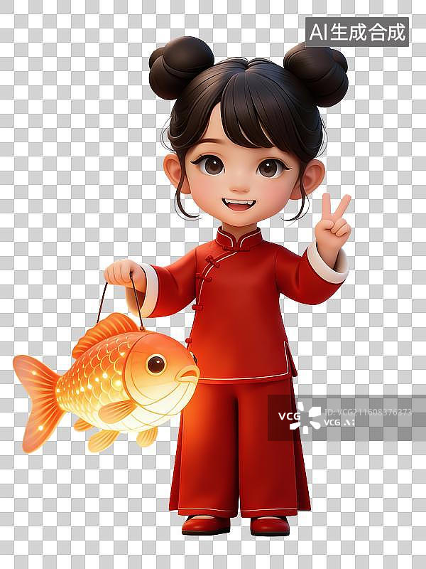 【AI数字艺术】3D卡通中式儿童迎新年图片素材