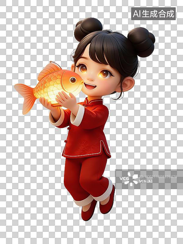 【AI数字艺术】3D卡通中式儿童迎新年图片素材