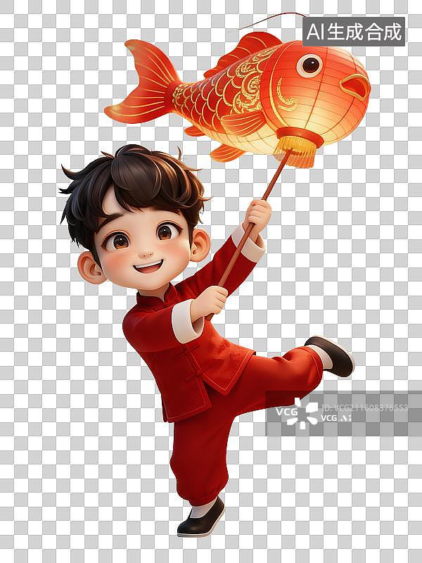 【AI数字艺术】3D卡通中式儿童迎新年图片素材