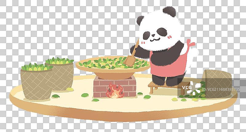 熊猫炒茶图片素材