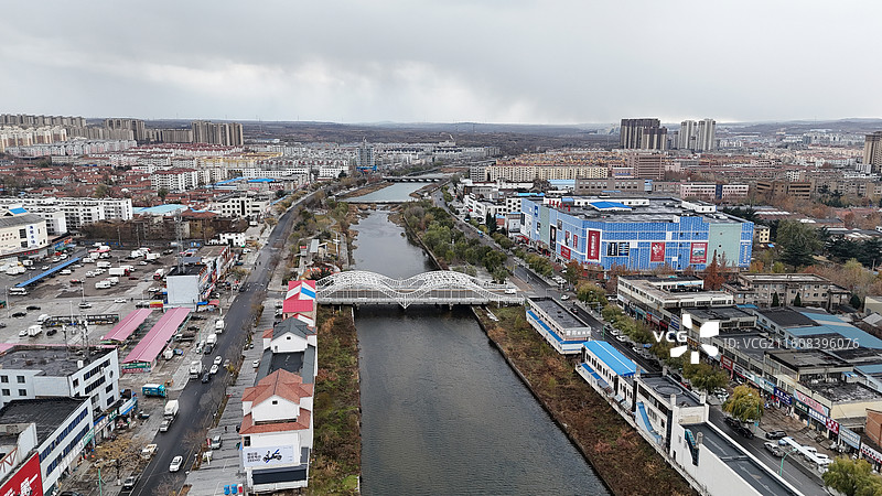 山东烟台招远市城市航拍图片素材