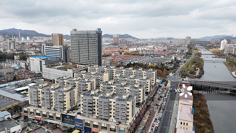 山东烟台招远市城市航拍图片素材