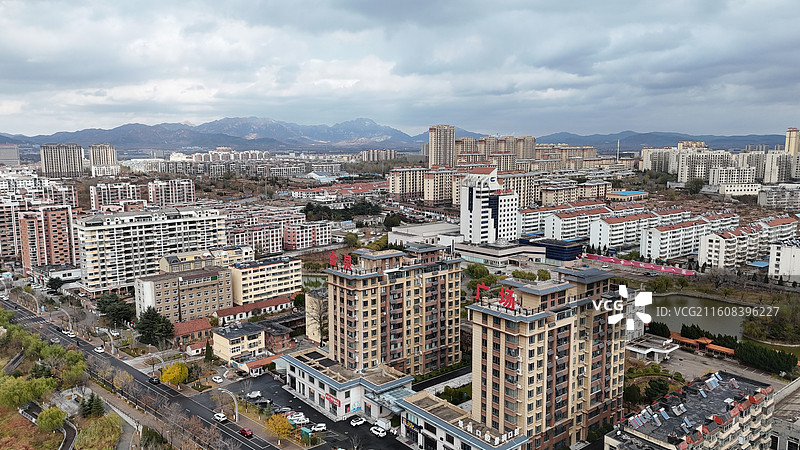 山东烟台招远市城市航拍图片素材