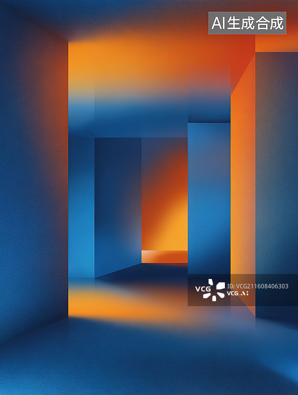 【AI数字艺术】光影交错的抽象空间图片素材